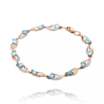 Браслет из красного золота 585 пробы с топазом