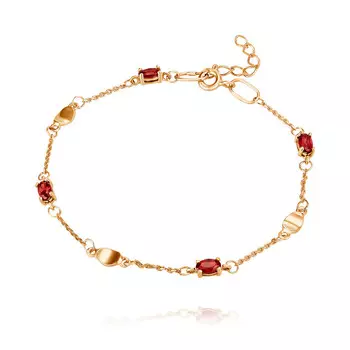 Браслет из красного золота 585 пробы с гранатом