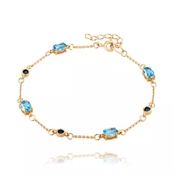 Браслет из красного золота 585 пробы с топазом