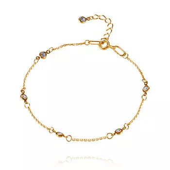 Браслет из красного золота 585 пробы с фианитом