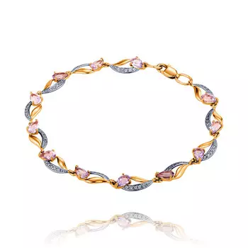 Браслет из красного золота 585 пробы с аметистом