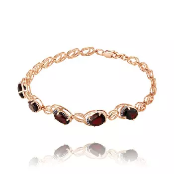 Браслет из красного золота 585 пробы с гранатом