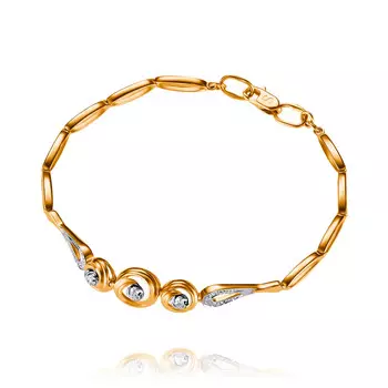 Браслет из красного золота 585 пробы с бриллиантом