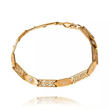 Браслет с фианитами из красного золота 585 пробы