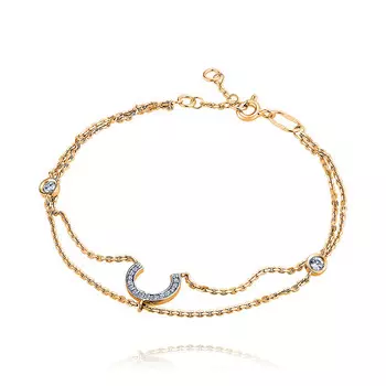 Браслет с фианитами из красного золота 585 пробы