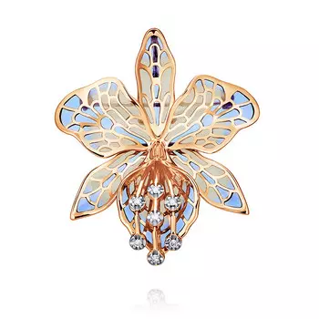 Брошь из красного золота 585 пробы с бриллиантом