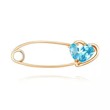 Брошь из красного золота 585 пробы с топазом