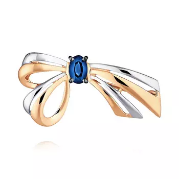 Брошь из красного золота 585 пробы с сапфиром