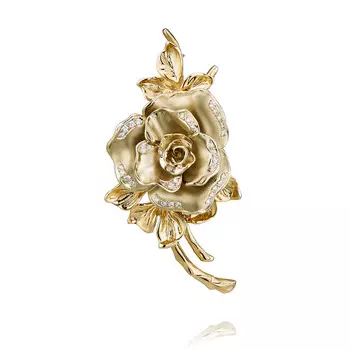 Брошь из желтого золота 585 пробы с бриллиантом