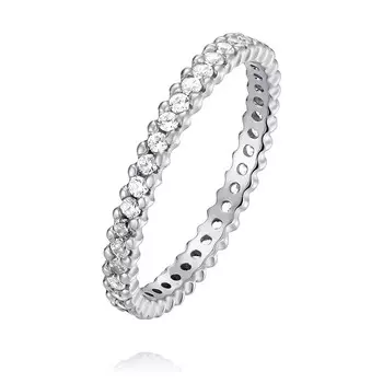 Кольцо из белого золота 585 пробы с фианитом