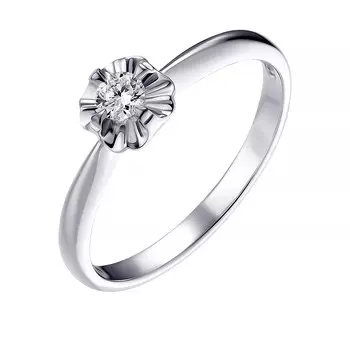 Кольцо из белого золота 585 пробы с бриллиантом