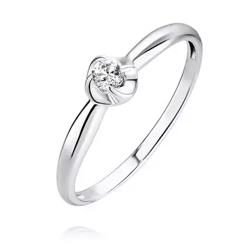 Кольцо из белого золота 585 пробы с бриллиантом