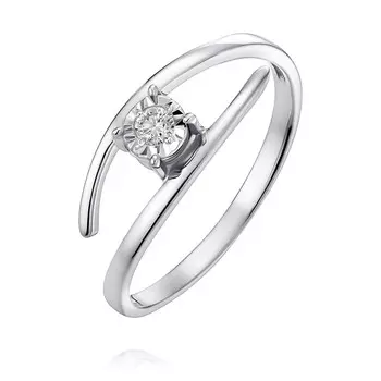 Кольцо из белого золота 585 пробы с бриллиантом