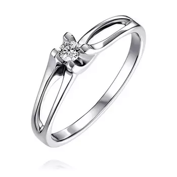 Кольцо из белого золота 585 пробы с бриллиантом