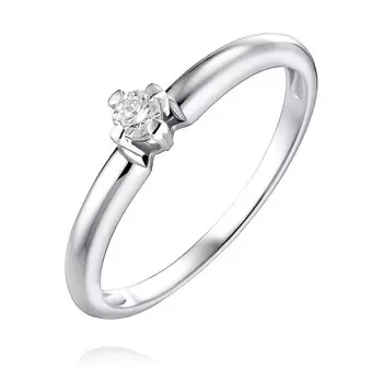 Кольцо из белого золота 585 пробы с бриллиантом