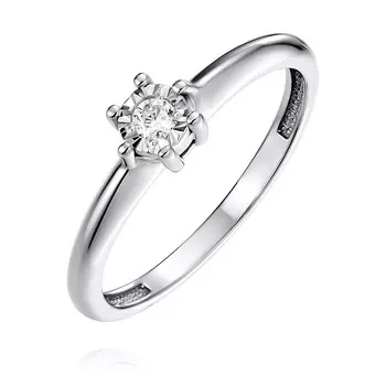 Кольцо из белого золота 585 пробы с бриллиантом