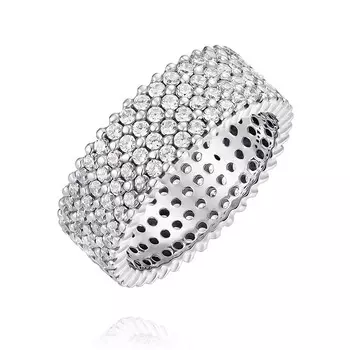 Кольцо из белого золота 585 пробы с фианитом