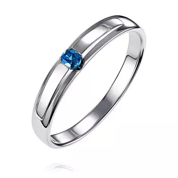 Кольцо из белого золота 585 пробы с сапфиром