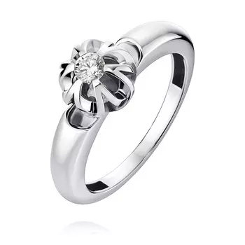 Кольцо из белого золота 585 пробы с бриллиантом