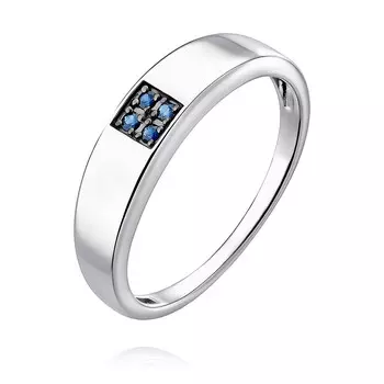 Кольцо из белого золота 585 пробы с сапфиром