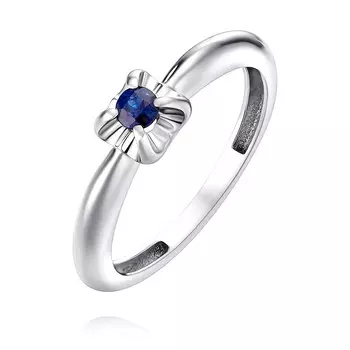 Кольцо из белого золота 585 пробы с сапфиром