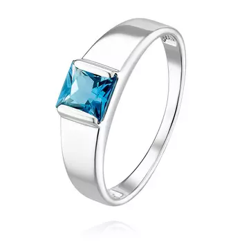 Кольцо из белого золота 585 пробы с топазом