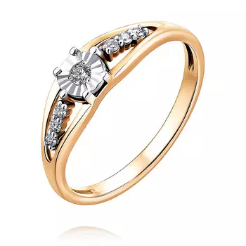 Кольцо из красного золота 585 пробы с бриллиантом