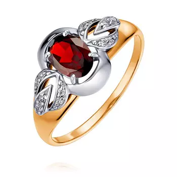 Кольцо из красного золота 585 пробы с гранатом