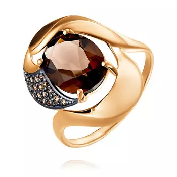 Кольцо из красного золота 585 пробы с кварцем