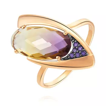 Кольцо из красного золота 585 пробы с ситалом, фианитом