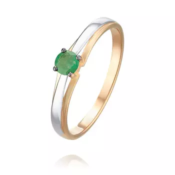 Кольцо из красного золота 585 пробы с изумрудом