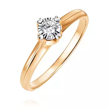 Кольцо из красного золота 585 пробы с бриллиантом