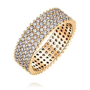 Кольцо из красного золота 585 пробы с фианитом