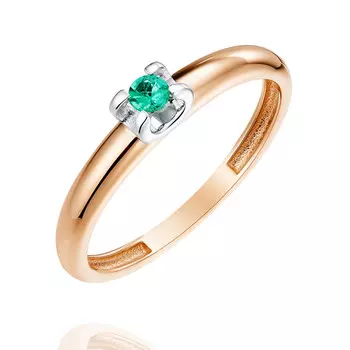 Кольцо из красного золота 585 пробы с изумрудом