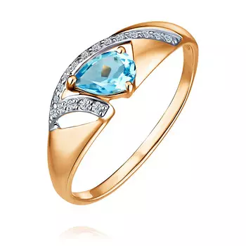 Кольцо из красного золота 585 пробы с топазом