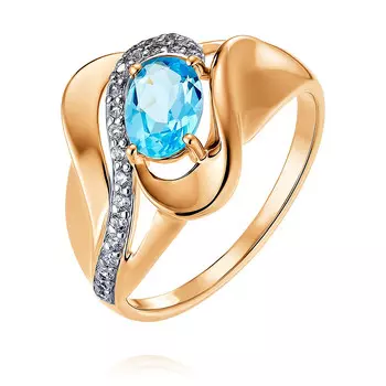 Кольцо из красного золота 585 пробы с топазом