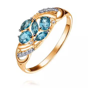 Кольцо из красного золота 585 пробы с топазом