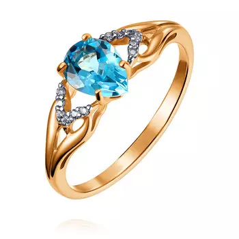 Кольцо из красного золота 585 пробы с топазом