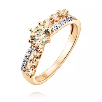 Кольцо из красного золота 585 пробы с фианитом