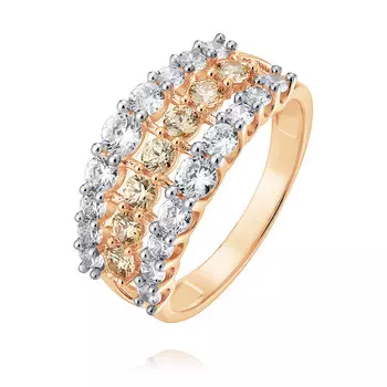 Кольцо из красного золота 585 пробы с фианитом