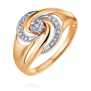 Кольцо из красного золота 585 пробы с бриллиантом