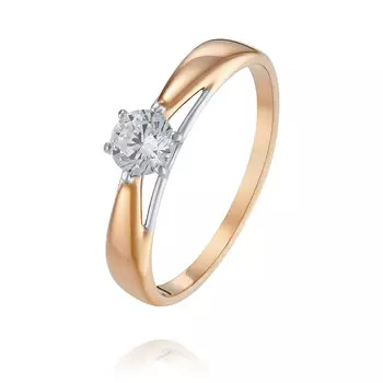 Кольцо из красного золота 585 пробы с фианитом