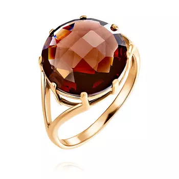 Кольцо из красного золота 585 пробы с кварцем