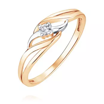 Кольцо из красного золота 585 пробы с бриллиантом