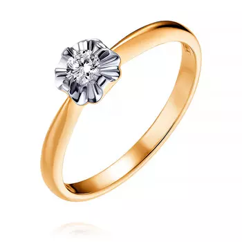 Кольцо из красного золота 585 пробы с бриллиантом