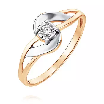 Кольцо из красного золота 585 пробы с бриллиантом