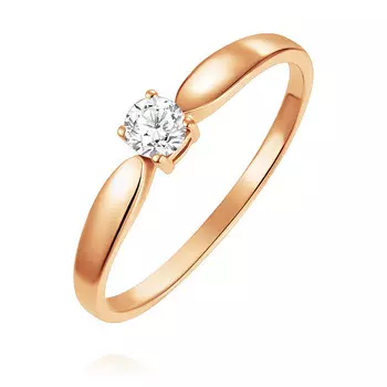 Кольцо из красного золота 585 пробы с бриллиантом