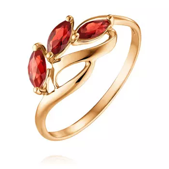 Кольцо из красного золота 585 пробы с гранатом