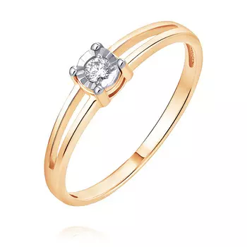 Кольцо из красного золота 585 пробы с бриллиантом