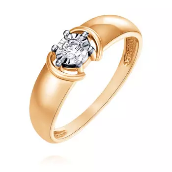 Кольцо из красного золота 585 пробы с бриллиантом